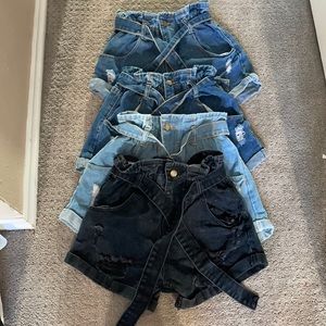 SHEIN Shorts(4)//Black,Light denim,(2)Dark Denim